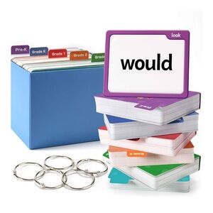 Torlam 520 Sight Words / 300 Flash Cards with card folders and rings